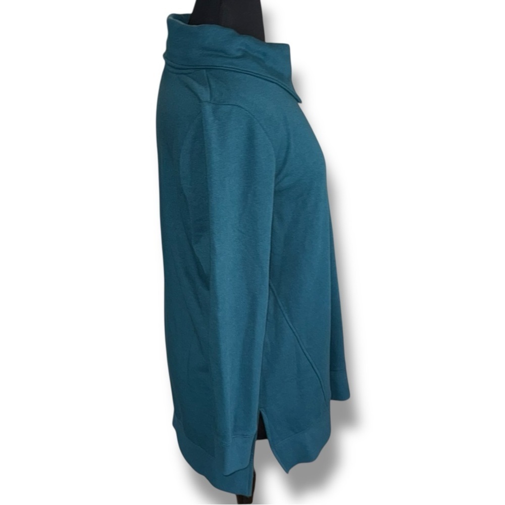 LANE BRYANT LIVI Zipper Split Neck Cowl Sweater - Teal 14/16 - Picture 3 of 13